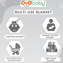 OYO BABY Blankets New Born Babies | Pack of 1, Super Soft Baby Wrapper Baby Sleeping Bag for Boys,Girls, Babies (76cm x 70cm, 0-6 Months, Fleece, skin friendly, Star Grey)