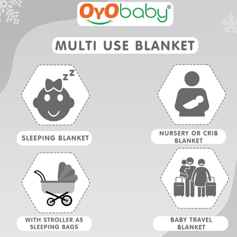 OYO BABY Blankets New Born Babies | Pack of 1, Super Soft Baby Wrapper Baby Sleeping Bag for Boys,Girls, Babies (76cm x 70cm, 0-6 Months, Fleece, skin friendly, Star Grey) OYO BABY Blankets New Born Babies | Pack of 1, Super Soft Baby Wrapper Baby Sleeping Bag for Boys,Girls, Babies (76cm x 70cm, 0-6 Months, Fleece, skin friendly, Star Grey)
