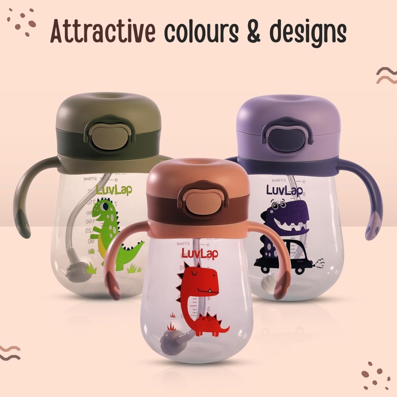 LuvLap Baby Bite Resistant Soft Silicone Straw Sipper Cup with Handle, with Weighted Straw, Sippy Cup with Anti Spill Lock, BPA Free, 6m+, 300 ml, Brown LuvLap Baby Bite Resistant Soft Silicone Straw Sipper Cup with Handle, with Weighted Straw, Sippy Cup with Anti Spill Lock, BPA Free, 6m+, 300 ml, Brown