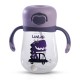 LuvLap Baby Bite Resistant Soft Silicone Straw Sipper Cup with Handle, with Weighted Straw, Sippy Cup with Anti Spill Lock, BPA Free, 6m+, 300 ml, Purple