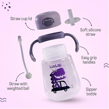 LuvLap Baby Bite Resistant Soft Silicone Straw Sipper Cup with Handle, with Weighted Straw, Sippy Cup with Anti Spill Lock, BPA Free, 6m+, 300 ml, Purple LuvLap Baby Bite Resistant Soft Silicone Straw Sipper Cup with Handle, with Weighted Straw, Sippy Cup with Anti Spill Lock, BPA Free, 6m+, 300 ml, Purple