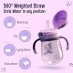 LuvLap Baby Bite Resistant Soft Silicone Straw Sipper Cup with Handle, with Weighted Straw, Sippy Cup with Anti Spill Lock, BPA Free, 6m+, 300 ml, Purple
