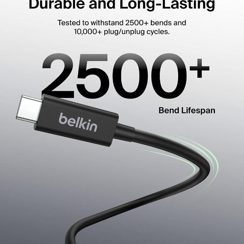 (Refurbished) Belkin Active Thunderbolt 4 Cable (2M 6.6FT), USB Type C Connection with 100W Power Delivery PD Enabled, USB 4 Compliant and Compatible with TB3 Compatible with MacBook Pro, eGPU, and More? ?, Black