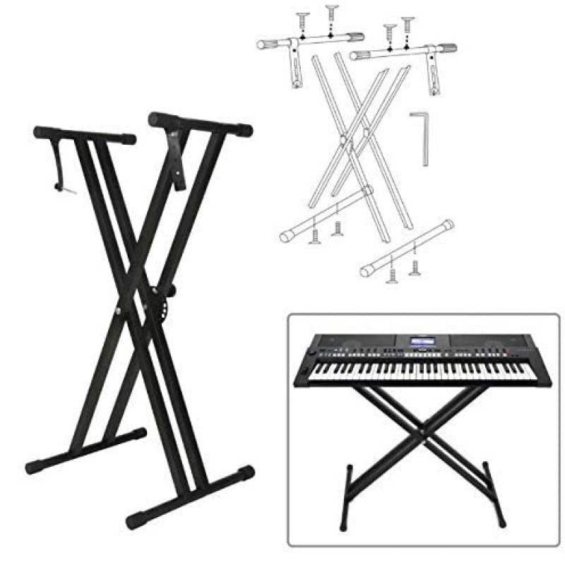 TECHTEST Adjustable Piano Stand X Type Adjustable Keyboard Stand Dual Braced Support Legs with Locking Straps TECHTEST Adjustable Piano Stand X Type Adjustable Keyboard Stand Dual Braced Support Legs with Locking Straps