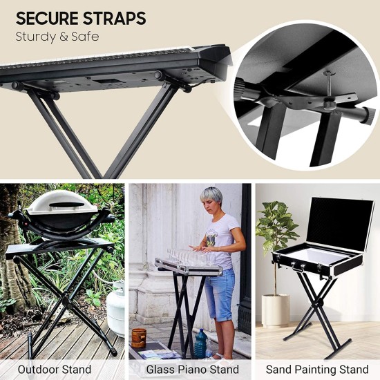 TECHTEST Adjustable Piano Stand X Type Adjustable Keyboard Stand Dual Braced Support Legs with Locking Straps