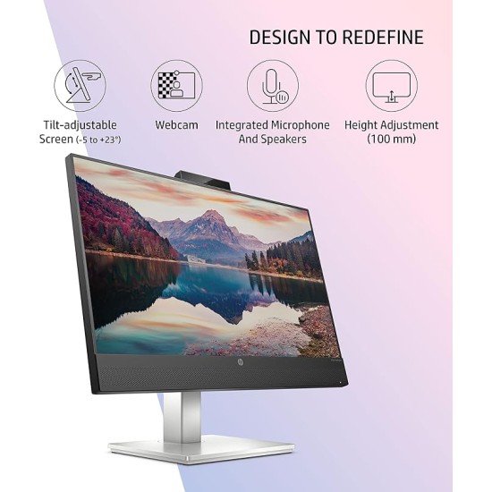 HP M24 23.8-inch(60.45 cm) LED 1923 x 1080 Pixels FHD IPS 3-Sided Micro-Edge Monitor, AMD FreeSync, 5 MP Webcam, 75Hz, 99% sRGB, 1xHDMI 1.4, 300 nits(459J4AA), M24 Webcam Monitor, Black
