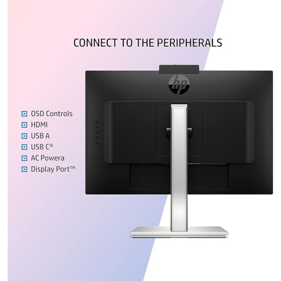 HP M24 23.8-inch(60.45 cm) LED 1923 x 1080 Pixels FHD IPS 3-Sided Micro-Edge Monitor, AMD FreeSync, 5 MP Webcam, 75Hz, 99% sRGB, 1xHDMI 1.4, 300 nits(459J4AA), M24 Webcam Monitor, Black