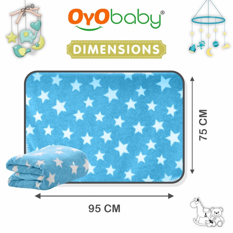 OYO BABY New Born Super Soft Baby Blanket for Baby (100cm x 75cm, Star Blue, Fleece, Lightweight) All Season | 0-24 Months | Sleeping Bag | Nursing Baby Gifts