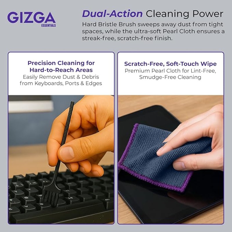 Gizga Pro Series 3-in-1 Cleaning KIT - 150ml Cleaning Spray, Microfiber Cloth & Cleaning Brush| Safe Screen Cleaner for Laptop, PC, Smartphone, Tablet, DSLR Camera Lens, Binocular, Keyboard, Gadgets Gizga Pro Series 3-in-1 Cleaning KIT - 150ml Cleaning Spray, Microfiber Cloth & Cleaning Brush| Safe Screen Cleaner for Laptop, PC, Smartphone, Tablet, DSLR Camera Lens, Binocular, Keyboard, Gadgets