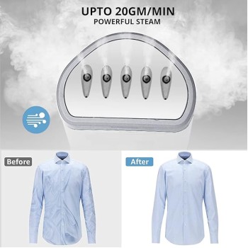 Inalsa Garment Steamer 1250 Watts Steam Iron For Clothes-Vertical & Horizontal roning|Compact & Foldable|Quick Heat Up To 22G/Min, Kills 99.9%*Bacteria|Steamer For Clothes(White/Grey)-Travel Pro Inalsa Garment Steamer 1250 Watts Steam Iron For Clothes-Vertical & Horizontal roning|Compact & Foldable|Quick Heat Up To 22G/Min, Kills 99.9%*Bacteria|Steamer For Clothes(White/Grey)-Travel Pro