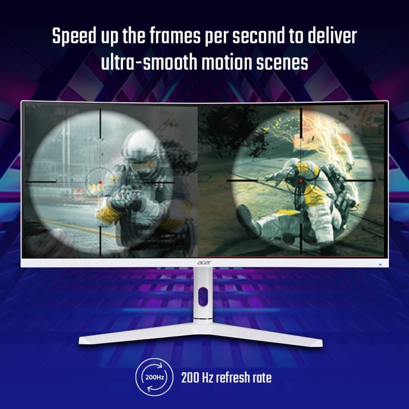 Acer XZ306CX 29.5 Inch (74.93 Cm) Ultrawide 21:9 1500R Curve 2560 X 1080 Pixels LCD Monitor with LED Backlight I 1 MS VRB I 200 Hz I HDR 400 I DCI-P3 93% I AMD Free Sync I 2XHDMI 1XDP I White Acer XZ306CX 29.5 Inch (74.93 Cm) Ultrawide 21:9 1500R Curve 2560 X 1080 Pixels LCD Monitor with LED Backlight I 1 MS VRB I 200 Hz I HDR 400 I DCI-P3 93% I AMD Free Sync I 2XHDMI 1XDP I White