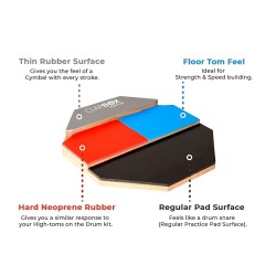 Clapbox Multipad Drum Practice Pad - 4 Different surfaces, 12 inches (Practice Pad Only)