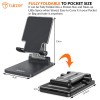 (Refurbished) Tukzer Universal Tablet Tabletop Stand Mobile Holder| Dual Poles Heavy Base Aluminum, Foldable, Multi-Angle Height Adjustable Stand for iPad Tablets Smartphones E-Book Readers Up to 15.6 inc Jet Black