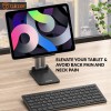 (Refurbished) Tukzer Universal Tablet Tabletop Stand Mobile Holder| Dual Poles Heavy Base Aluminum, Foldable, Multi-Angle Height Adjustable Stand for iPad Tablets Smartphones E-Book Readers Up to 15.6 inc Jet Black