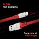 boAt Type C A750 6.5A Flat Super Fast Charging Cable w/Stress Resistance, Upto 65W/6.5Amp & Compatible w/Xiaomi, Oneplus, Samsung, Vivo, Oppo, 480 Mbps Data Transmission Speed(Radiant Red), 1.5M