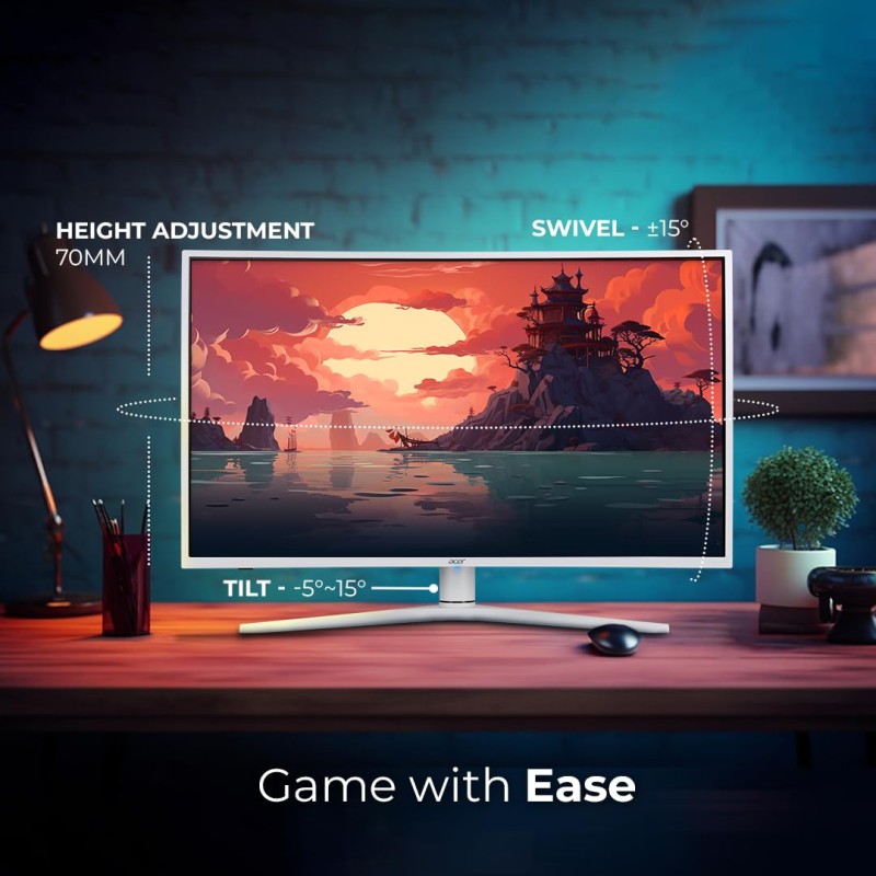 Acer XZ396Q 38.5 Inch (97.79 Cm) 2560 x 1440 Pixels Led 3000R Curve WQHD VA Panel LCD Monitor with LED Back Light Technology I 1 MS VRB I 170 Hz I HDR 400 I Dci-P3 93% I 2 x HDMI 2 x DP I White