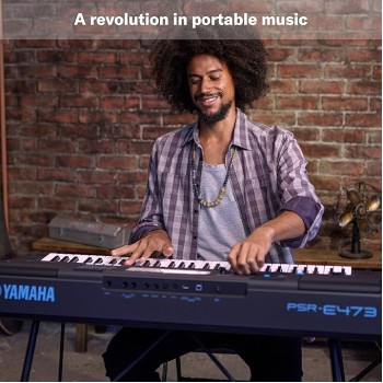 YAMAHA PSR-E473,61 KEYS PORTABLE KEYBOARD WITH POWER ADAPTOR, Black YAMAHA PSR-E473,61 KEYS PORTABLE KEYBOARD WITH POWER ADAPTOR, Black