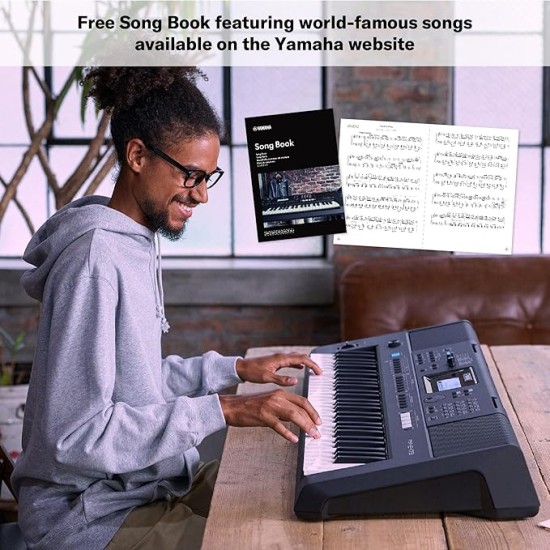 YAMAHA PSR-E473,61 KEYS PORTABLE KEYBOARD WITH POWER ADAPTOR, Black