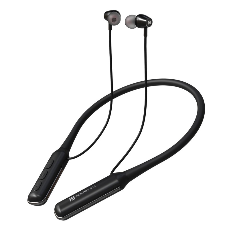 (Refurbished) Portronics Harmonics 250 Wireless Bluetooth Headset with Long Lasting 60 Hrs Playtime, Smart Voice Assistant, Dual Pairing, Sweat & Splash Proof, Best for Gaming, Running, Workout(Black)