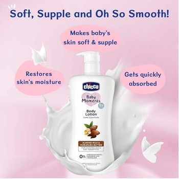 Chicco Baby Moments Body Lotion for Babies, 500ml | Almond Milk & Murumuru Butter | Quick Absorb Formula with Natural Ingredients for Ultra Soft Skin | Dermatologically Tested | Parabens & Phenoxyethanol Free Chicco Baby Moments Body Lotion for Babies, 500ml | Almond Milk & Murumuru Butter | Quick Absorb Formula with Natural Ingredients for Ultra Soft Skin | Dermatologically Tested | Parabens & Phenoxyethanol Free