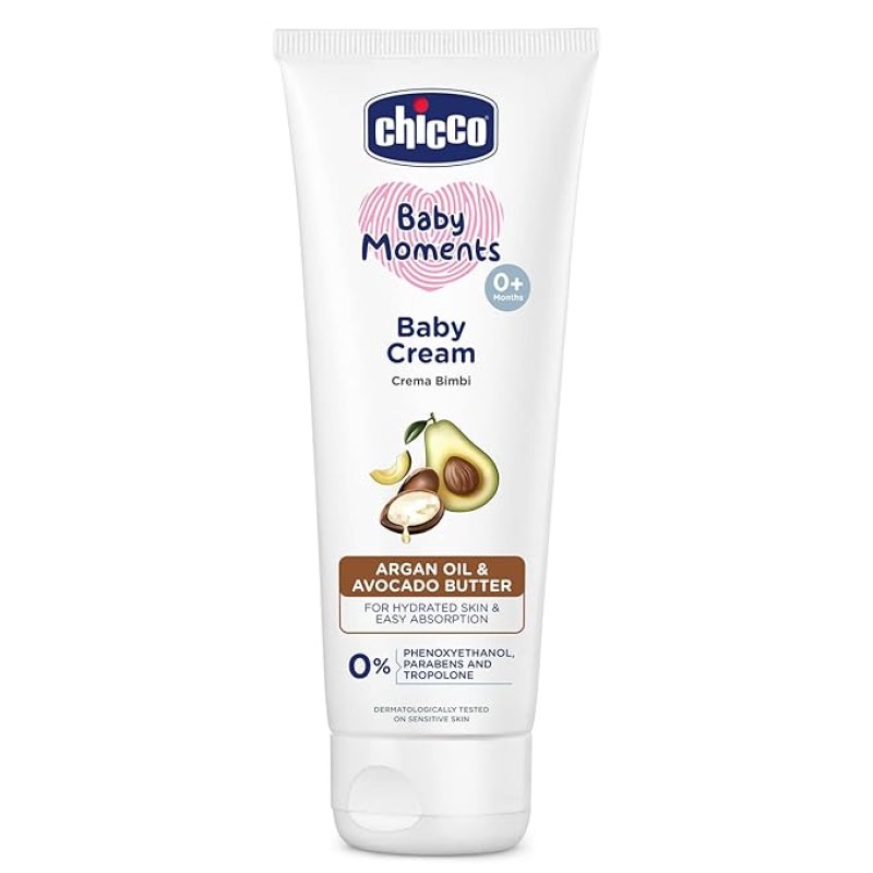 Chicco Baby Moments Baby Cream for Babies with Argan Oil & Avocado Butter, 100g| Natural Ingredients for Hydrated Skin | Dermatologically Tested | Phenoxyethanol, Parabens & Lauryl sulphates free Chicco Baby Moments Baby Cream for Babies with Argan Oil & Avocado Butter, 100g| Natural Ingredients for Hydrated Skin | Dermatologically Tested | Phenoxyethanol, Parabens & Lauryl sulphates free