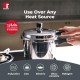 Bergner Sorrento Stainless Steel 3 Litres Outer Lid Pressure Cooker, 3 L Cooker with Outer Lid and Triply Base, Heavy Bottom, Easy Open and Close, Healthy Cooking, Induction Bottom and Gas Stove Ready