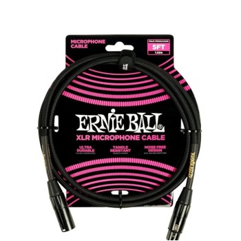 Ernieball 6390 5ft Braided Male Female XLR Microphone Cable Black
