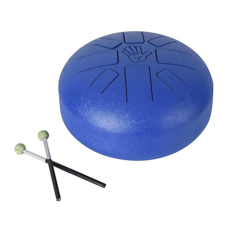 Clapbox Steel Tongue Drum - 10 Inches, with Padded Bag and Mallets (Blue)