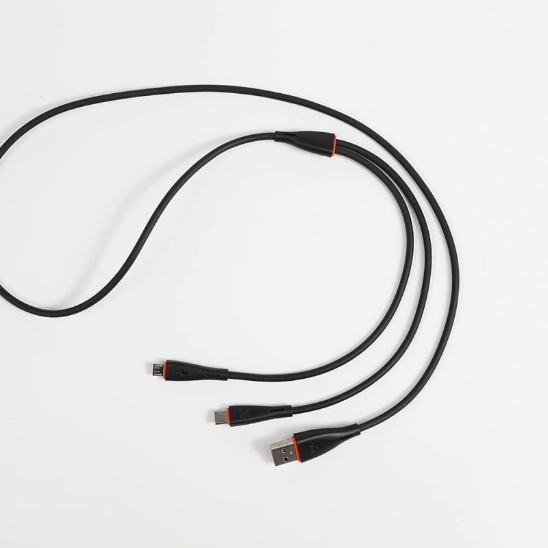 itel Two in One Charging Cable with Dual Micro + Micro, 2.1A Output and 1.2 Meter Length (Black)