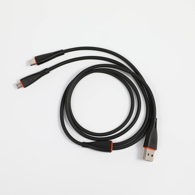 itel Two in One Charging Cable with Dual Micro + Micro, 2.1A Output and 1.2 Meter Length (Black)