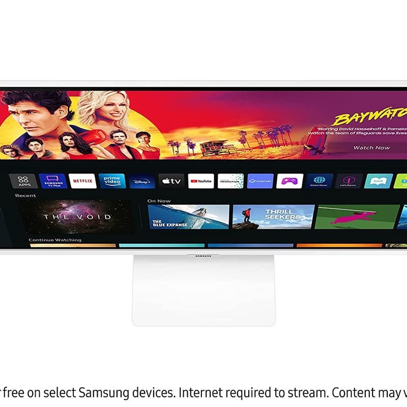 Samsung 32-inch(80cm) M7 4K UHD Smart 3,840 x 2,160 Monitor, Type-C, Smart TV apps, TV Plus, Office 365, Apple Airplay, Dex, Bluetooth, IOT, Speakers, Remote (LS32BM701UWXXL, White)