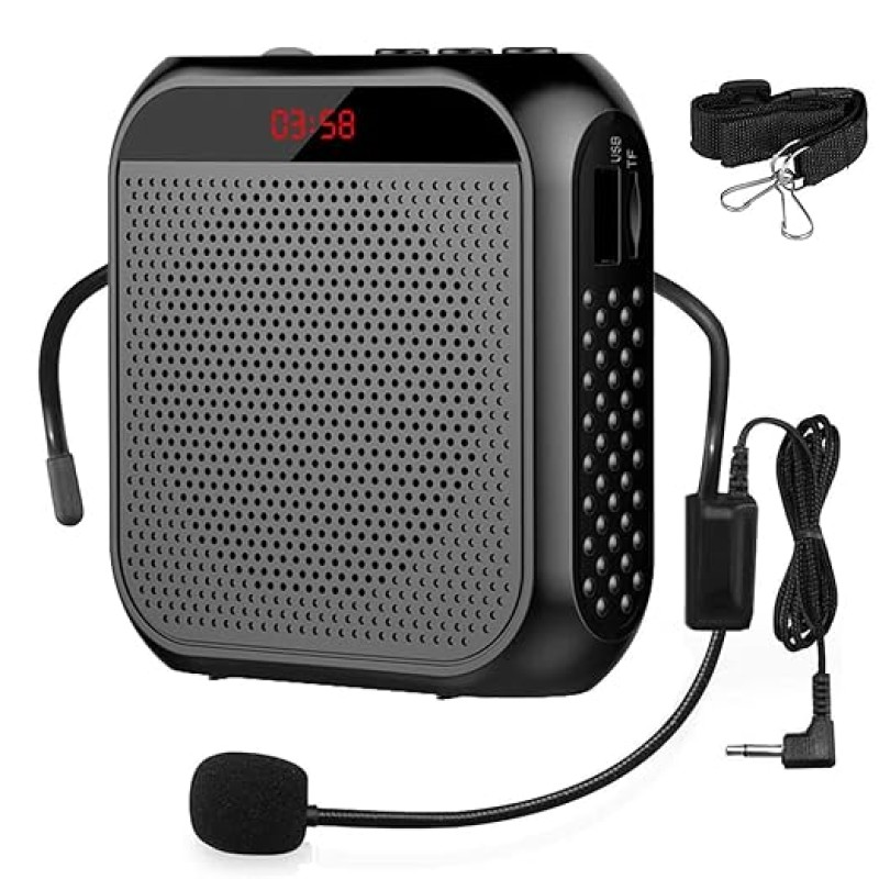 ZORBES� Voice Amplifier for Teachers - Microphone Headset Set 2200 mAh, with Headset Microphone Support TF Card/U Flash Disk, Portable Voice Amplifier for Teachers, Tour Guide, Coach, Speaker (Black) ZORBES� Voice Amplifier for Teachers - Microphone Headset Set 2200 mAh, with Headset Microphone Support TF Card/U Flash Disk, Portable Voice Amplifier for Teachers, Tour Guide, Coach, Speaker (Black)
