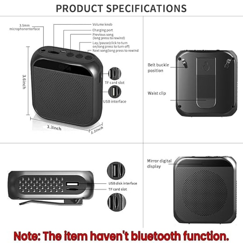ZORBES� Voice Amplifier for Teachers - Microphone Headset Set 2200 mAh, with Headset Microphone Support TF Card/U Flash Disk, Portable Voice Amplifier for Teachers, Tour Guide, Coach, Speaker (Black) ZORBES� Voice Amplifier for Teachers - Microphone Headset Set 2200 mAh, with Headset Microphone Support TF Card/U Flash Disk, Portable Voice Amplifier for Teachers, Tour Guide, Coach, Speaker (Black)