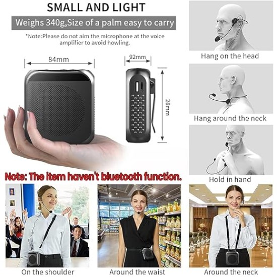 ZORBES® Voice Amplifier for Teachers - Microphone Headset Set 2200 mAh, with Headset Microphone Support TF Card/U Flash Disk, Portable Voice Amplifier for Teachers, Tour Guide, Coach, Speaker (Black) ZORBES® Voice Amplifier for Teachers - Microphone Headset Set 2200 mAh, with Headset Microphone Support TF Card/U Flash Disk, Portable Voice Amplifier for Teachers, Tour Guide, Coach, Speaker (Black)