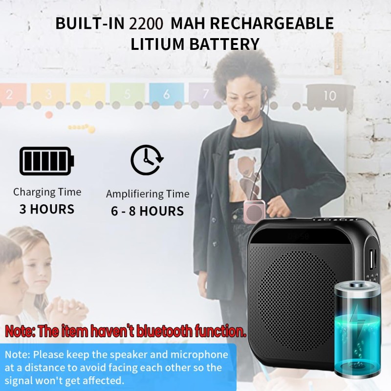 ZORBES� Voice Amplifier for Teachers - Microphone Headset Set 2200 mAh, with Headset Microphone Support TF Card/U Flash Disk, Portable Voice Amplifier for Teachers, Tour Guide, Coach, Speaker (Black) ZORBES� Voice Amplifier for Teachers - Microphone Headset Set 2200 mAh, with Headset Microphone Support TF Card/U Flash Disk, Portable Voice Amplifier for Teachers, Tour Guide, Coach, Speaker (Black)