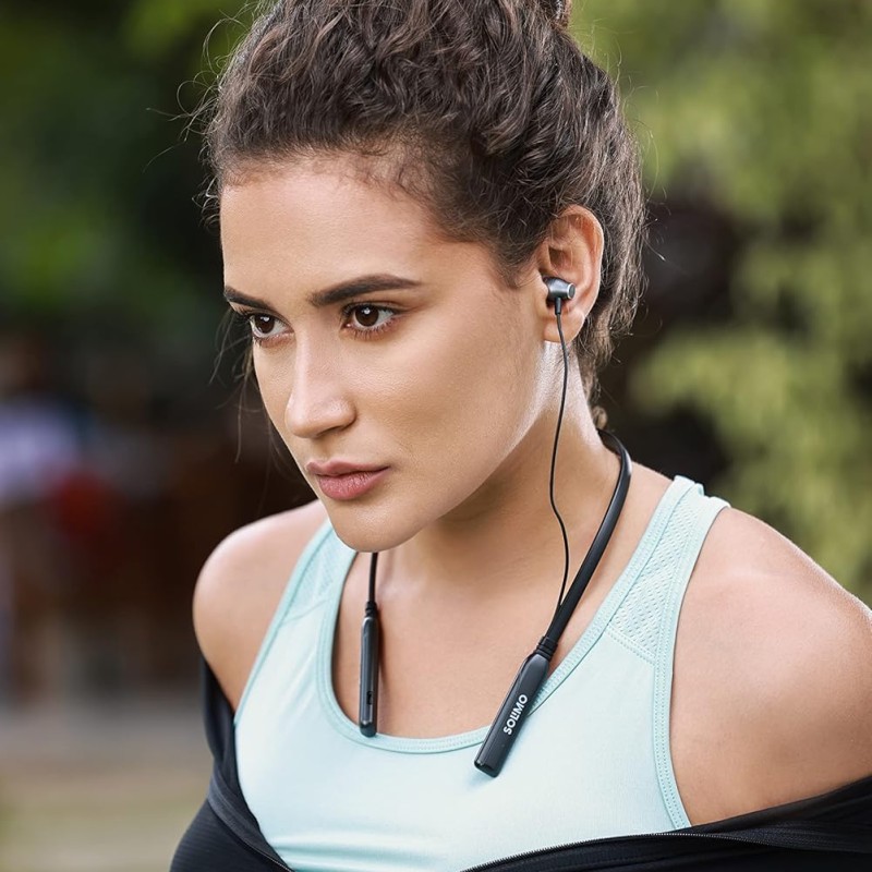 Amazon Brand - Solimo Wireless Bluetooth 5.0 in Ear Neckband,with Upto 15 Hours Playtime, Lightweight and deep bass,Fast Charge, Voice Assistant and with Mic (Grey Black)