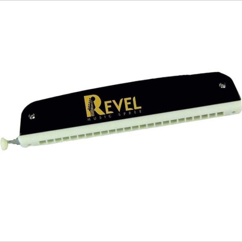 REVEL C scale 24-hole Scale Changer Chromatic Premium Harmonica/Mouth Organ with Case for Professional and Amateurs. Ultra premium finish and durable built. Black colour REVEL C scale 24-hole Scale Changer Chromatic Premium Harmonica/Mouth Organ with Case for Professional and Amateurs. Ultra premium finish and durable built. Black colour