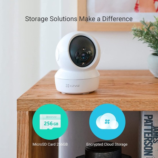 EZVIZ by HIKVISION |2K/4MP QHD Resolution Indoor Smart WiFi Baby/Pet Monitor Camera |Smart Night Vision |360 Visual Coverage |Motion Detection |Two-Way Talk |Micro SD Slot up to 256GB (C6N),White