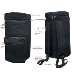 GT Manufacture Professional Dholak with Glassy Black Finish With Multi Feature Bag