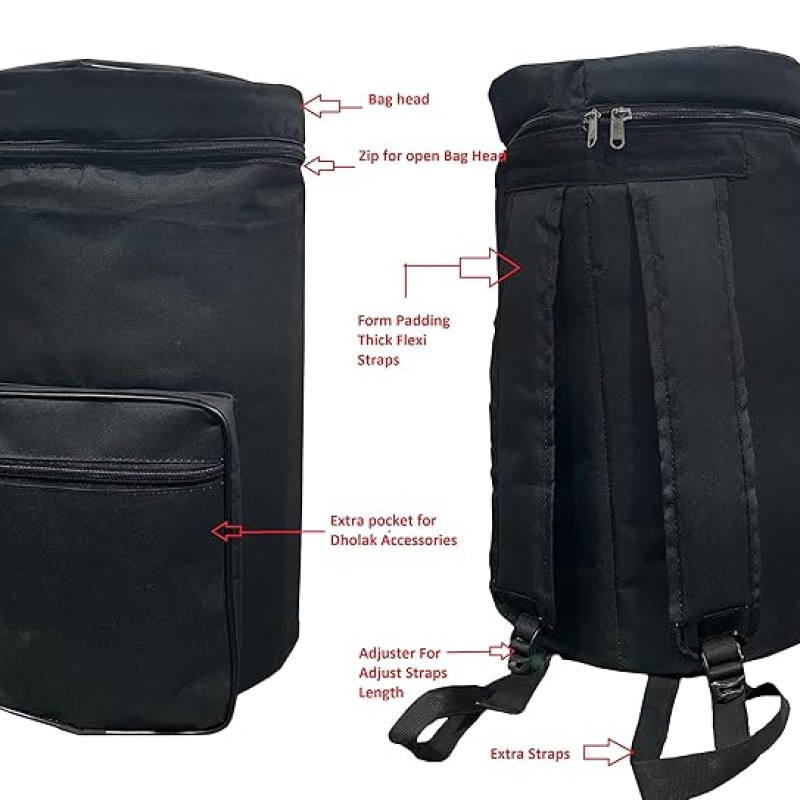 GT Manufacture Professional Dholak with Glassy Black Finish With Multi Feature Bag GT Manufacture Professional Dholak with Glassy Black Finish With Multi Feature Bag