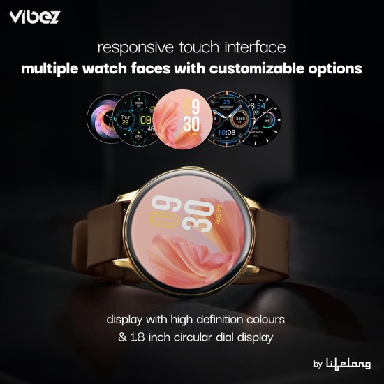 Vibez by Lifelong Smartwatch for Women with 2 Silicone Straps, Bluetooth Calling, HD Display, Multiple Watch Faces, Sports Modes, Health Tracking (VBSWW27,Emerald)