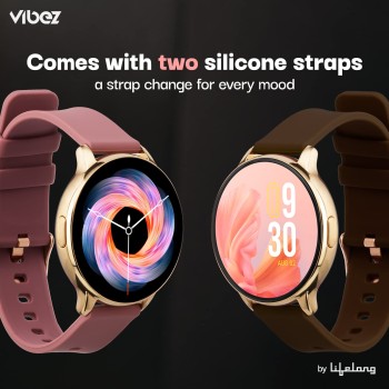 Vibez by Lifelong Smartwatch for Women with 2 Silicone Straps, Bluetooth Calling, HD Display, Multiple Watch Faces, Sports Modes, Health Tracking (VBSWW27,Emerald) Vibez by Lifelong Smartwatch for Women with 2 Silicone Straps, Bluetooth Calling, HD Display, Multiple Watch Faces, Sports Modes, Health Tracking (VBSWW27,Emerald)