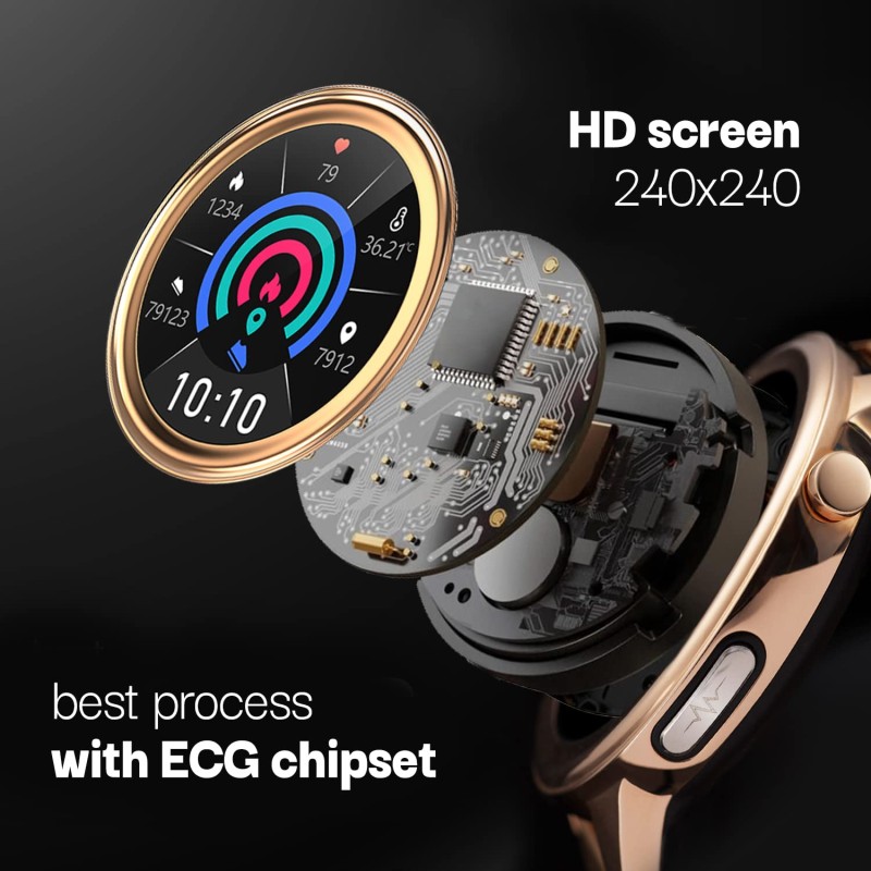 (Refurbished) Vibez by Lifelong Xena Smartwatch for Women with HD Display| ECG+PPG|Body Temprature|24x7 Heart Rate & SpO2 Tracking| Sports Mode|IP68|10 Days Battery Backup(VBSWW126, Gold)