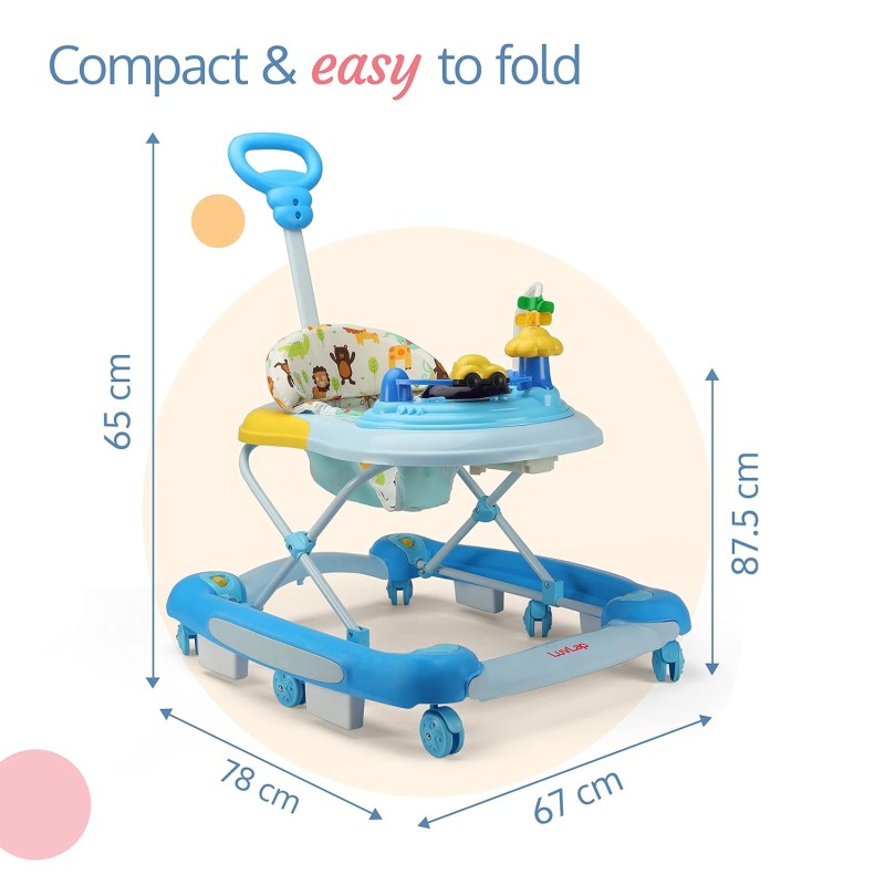 LuvLap Comfy 2-in-1 Baby Walker & Rocker with Parental Push Handle, Anti Fall, Anti Skid Mechanism, Height Adjustable with Light, Rattle & Musical Toys, Cushioned Walker for Baby 6-18months (Blue) LuvLap Comfy 2-in-1 Baby Walker & Rocker with Parental Push Handle, Anti Fall, Anti Skid Mechanism, Height Adjustable with Light, Rattle & Musical Toys, Cushioned Walker for Baby 6-18months (Blue)