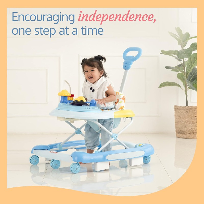 LuvLap Comfy 2-in-1 Baby Walker & Rocker with Parental Push Handle, Anti Fall, Anti Skid Mechanism, Height Adjustable with Light, Rattle & Musical Toys, Cushioned Walker for Baby 6-18months (Blue) LuvLap Comfy 2-in-1 Baby Walker & Rocker with Parental Push Handle, Anti Fall, Anti Skid Mechanism, Height Adjustable with Light, Rattle & Musical Toys, Cushioned Walker for Baby 6-18months (Blue)