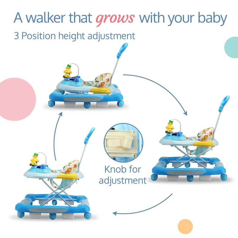 LuvLap Comfy 2-in-1 Baby Walker & Rocker with Parental Push Handle, Anti Fall, Anti Skid Mechanism, Height Adjustable with Light, Rattle & Musical Toys, Cushioned Walker for Baby 6-18months (Blue) LuvLap Comfy 2-in-1 Baby Walker & Rocker with Parental Push Handle, Anti Fall, Anti Skid Mechanism, Height Adjustable with Light, Rattle & Musical Toys, Cushioned Walker for Baby 6-18months (Blue)
