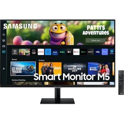 Samsung 27-inch(68.58cm) M5 FHD Smart Monitor, Mouse & Keyboard Control, Smart TV apps, IoT Hub, Office 365, Apple Airplay, Dex, Speakers, Remote, Bluetooth (LS27CM500EWXXL, Black)