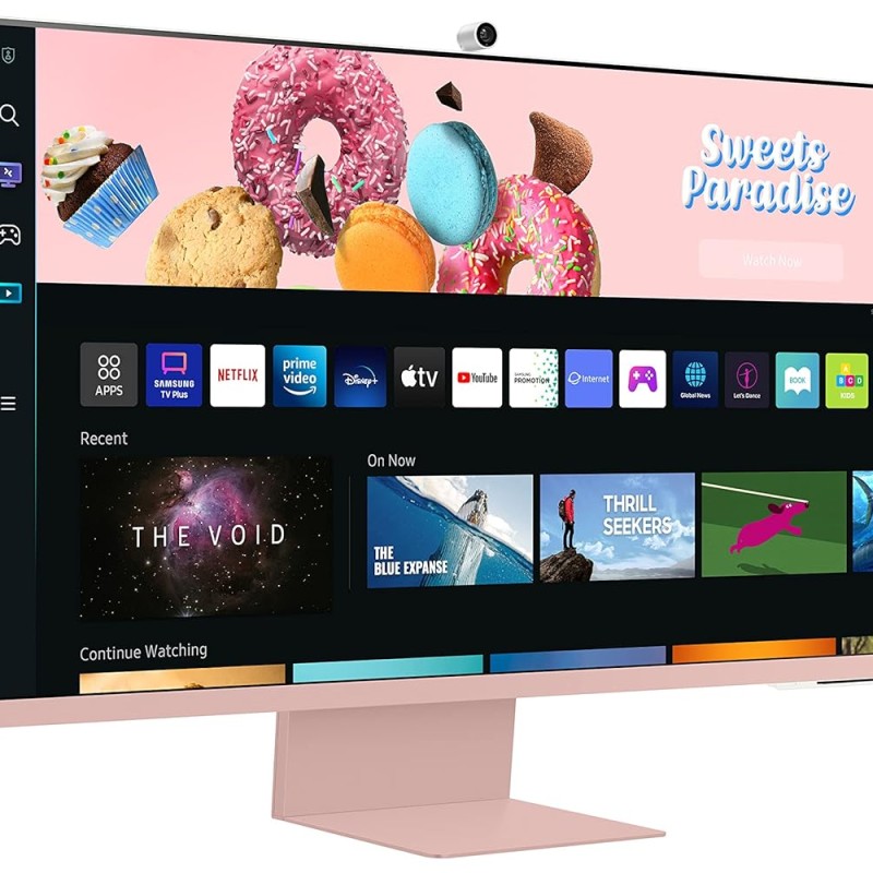 Samsung 32-inch(80cm) M8 4K UHD Smart Monitor, Wireless Webcam, Type-C, Smart TV apps, TV Plus, Office 365, Dex, Apple Airplay, BT, IOT, Speakers, Remote (LS32BM80PUWXXL, Pink) Samsung 32-inch(80cm) M8 4K UHD Smart Monitor, Wireless Webcam, Type-C, Smart TV apps, TV Plus, Office 365, Dex, Apple Airplay, BT, IOT, Speakers, Remote (LS32BM80PUWXXL, Pink)