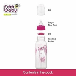 BeeBaby Basic Slim Neck Baby Feeding Bottle with Premium Anti Colic Silicone Nipple for New Born/Infant/Toddler/Babies, 100% BPA Free ((Pack of 2) 250 ML, Pink)