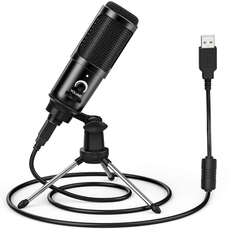 CEZO USB Microphone Condenser Microphnoe with Tripod Stand, USB Cable and Input Volume Control Knob, Cardioid Studio for Recording Streaming and YouTube Videos CompatibleWith PC & Laptop CEZO USB Microphone Condenser Microphnoe with Tripod Stand, USB Cable and Input Volume Control Knob, Cardioid Studio for Recording Streaming and YouTube Videos CompatibleWith PC & Laptop